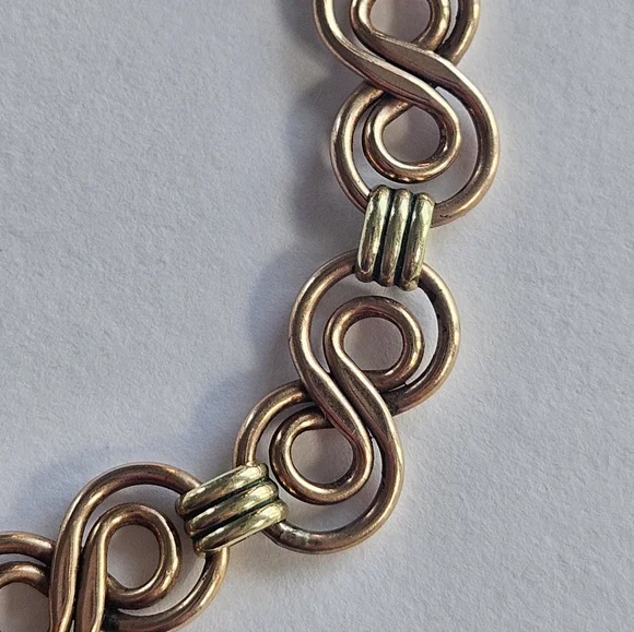 Victorian 14k Yellow & Rose Gold Filled Unique Link Heavy 32g 16.5 Necklace